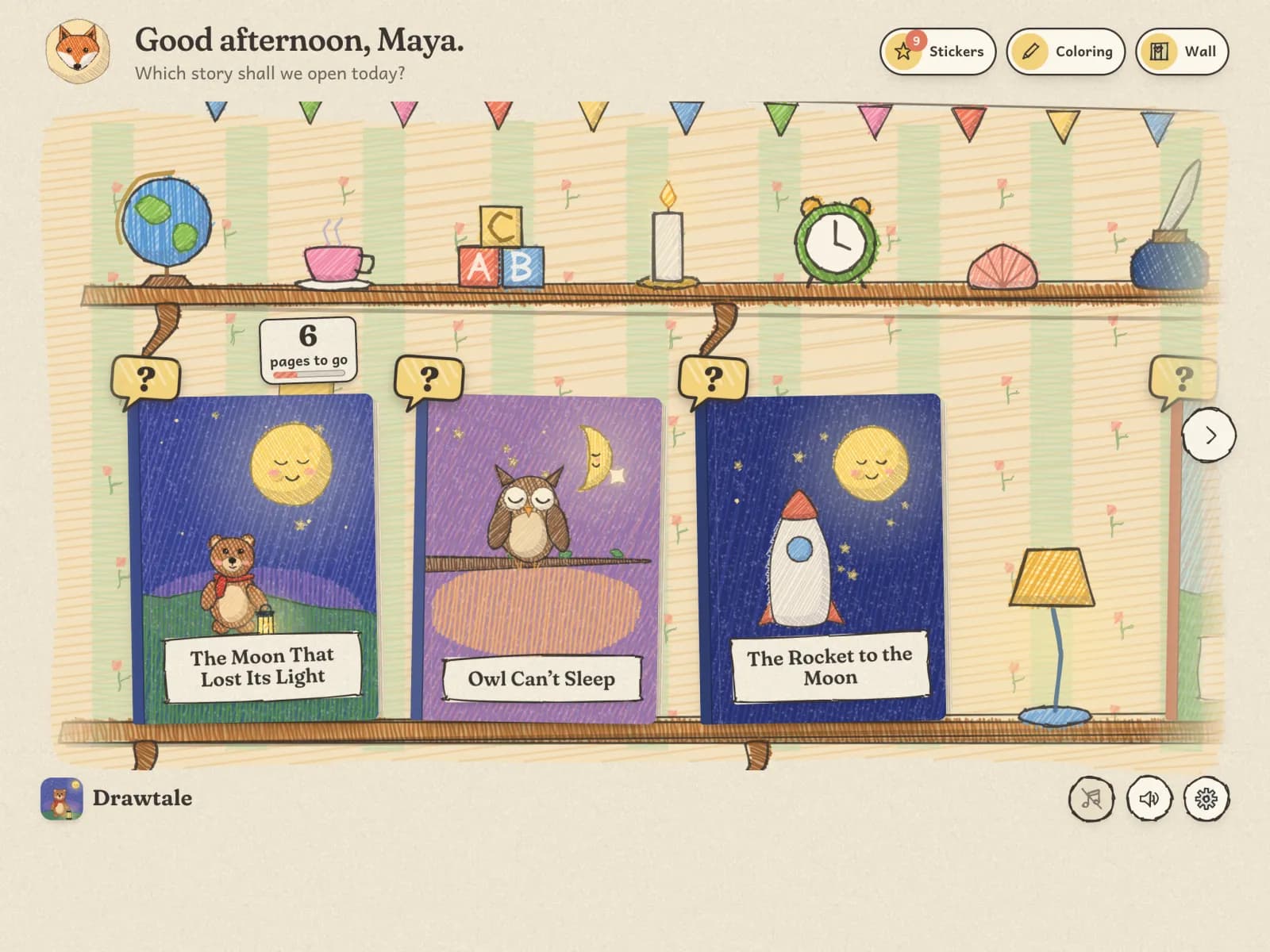 The Drawtale library: a shelf of hand-drawn books